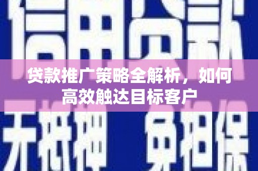 盐池贷款推广策略全解析，如何高效触达目标客户