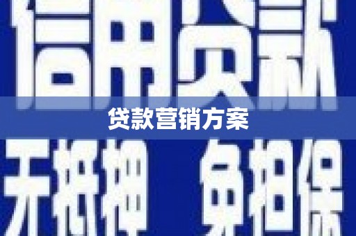 盐池贷款营销方案