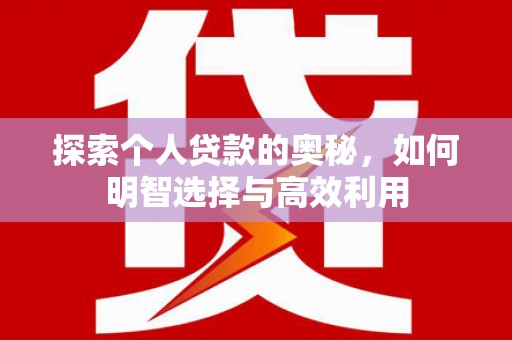 盐池探索个人贷款的奥秘，如何明智选择与高效利用