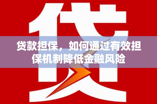 盐池贷款担保，如何通过有效担保机制降低金融风险