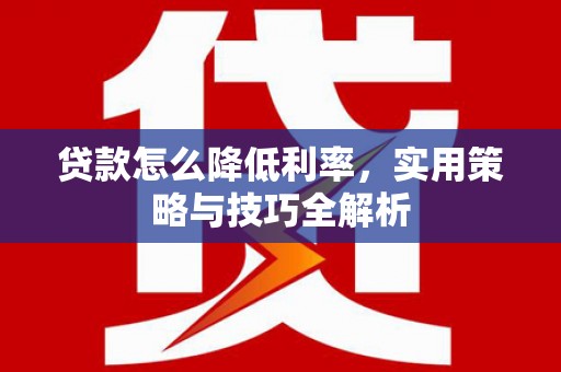 盐池贷款怎么降低利率，实用策略与技巧全解析