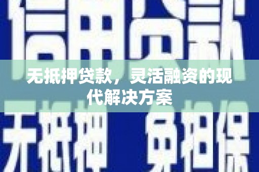 盐池无抵押贷款，灵活融资的现代解决方案